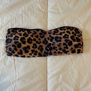 NEW Pink Lily Cheetah Print Bandeau Swim Top